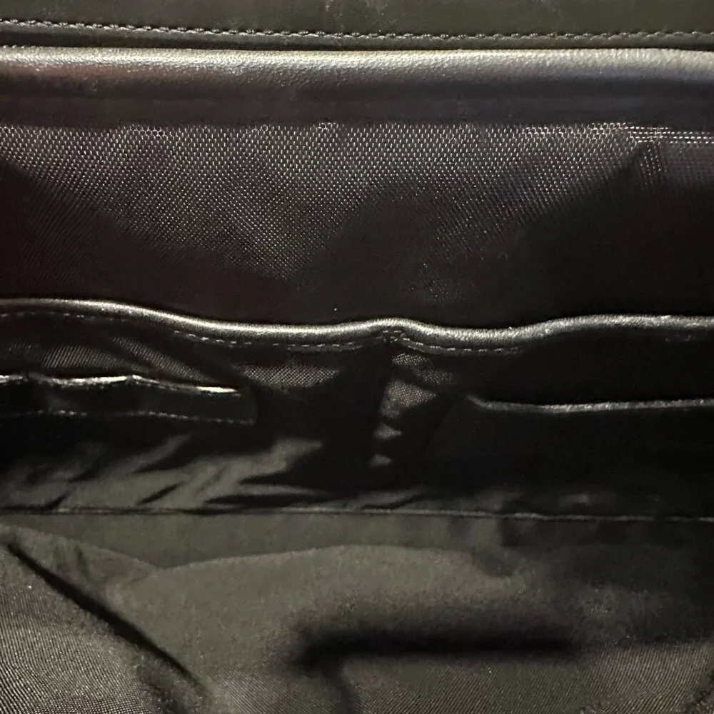 COACH Briefcase Black Leather Double Buckle Shoulder Strap Messenger Vintage - Picture 6 of 10